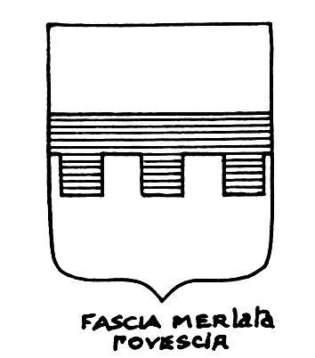Imagem do termo heráldico: Fascia merlata rovescia